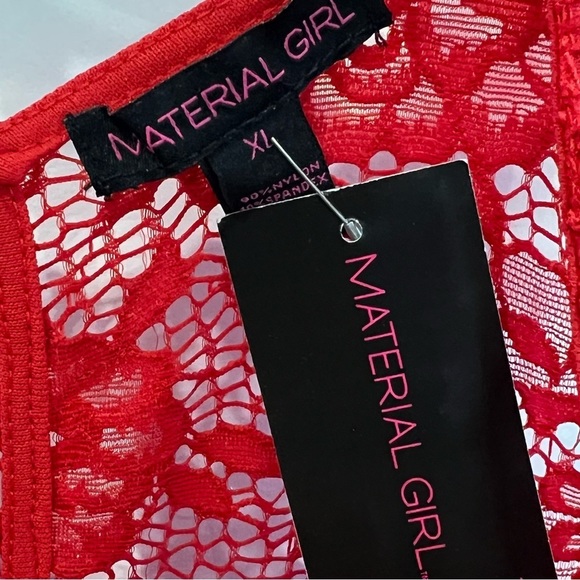 MATERIAL GIRL bright red lace cold shoulder dress size XL - Picture 7 of 13